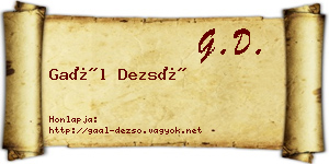 Gaál Dezső névjegykártya